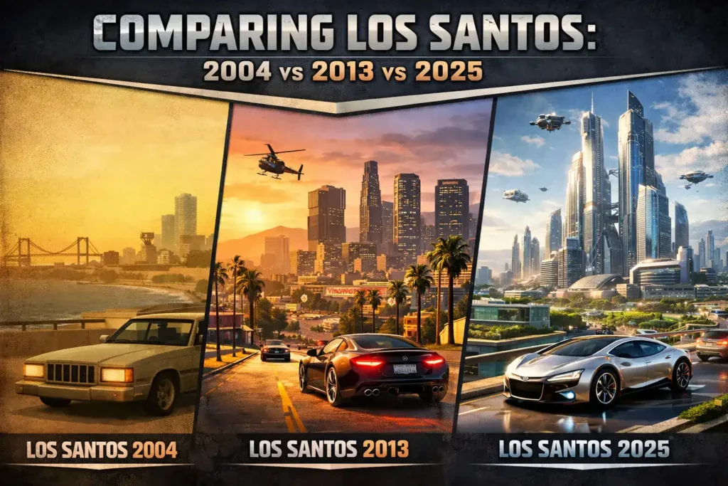 Comparing Los Santos 2004 vs 2013 vs 2025 GTA VI